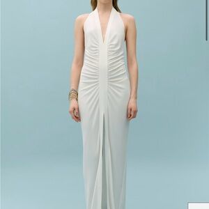 Mango White Backless Halter Dress